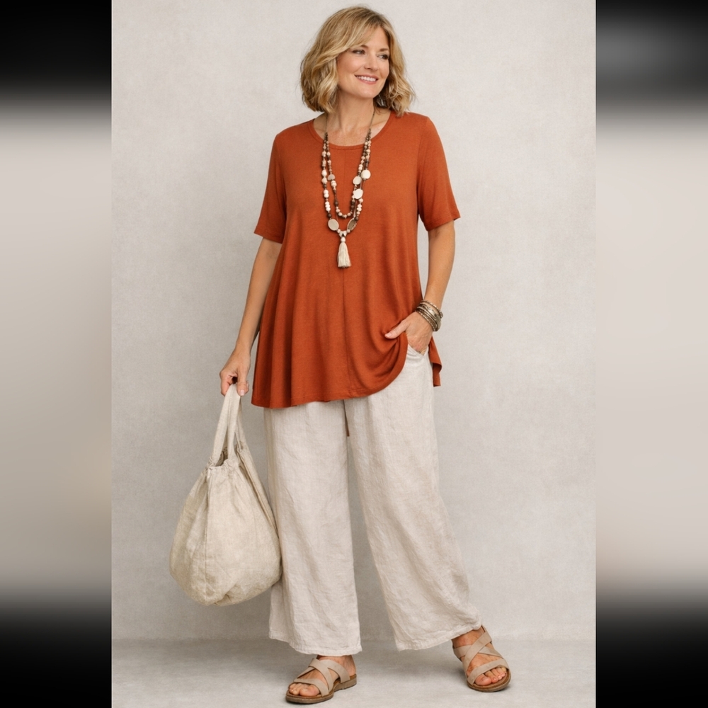 Eileen Fisher Stretch Tunic Stretch Rust Tunic Top Size Petite M